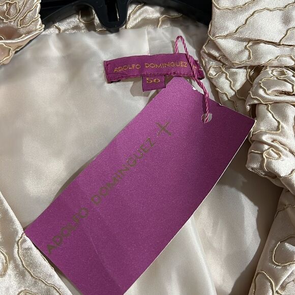 Adolfo Dominguez Tan Satiny Textured Design Jacket - Picture 7 of 14